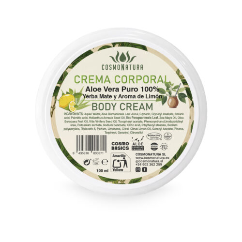 Crema Corporal Aloe Vera 100% Yerba Mate y Limón