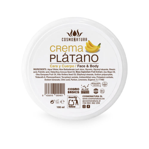 Crema de plátano y Aloe Vera 100% cara y cuerpo