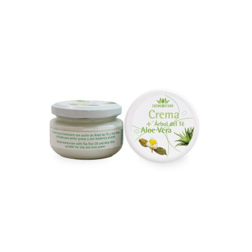 Crema facial hidratante con aceite de arbol del té y aloe vera piel grasa