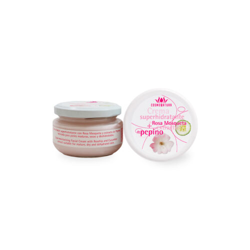 Crema facial superhidratante con rosa mosqueta, pepino y Aloe Vera piel seca